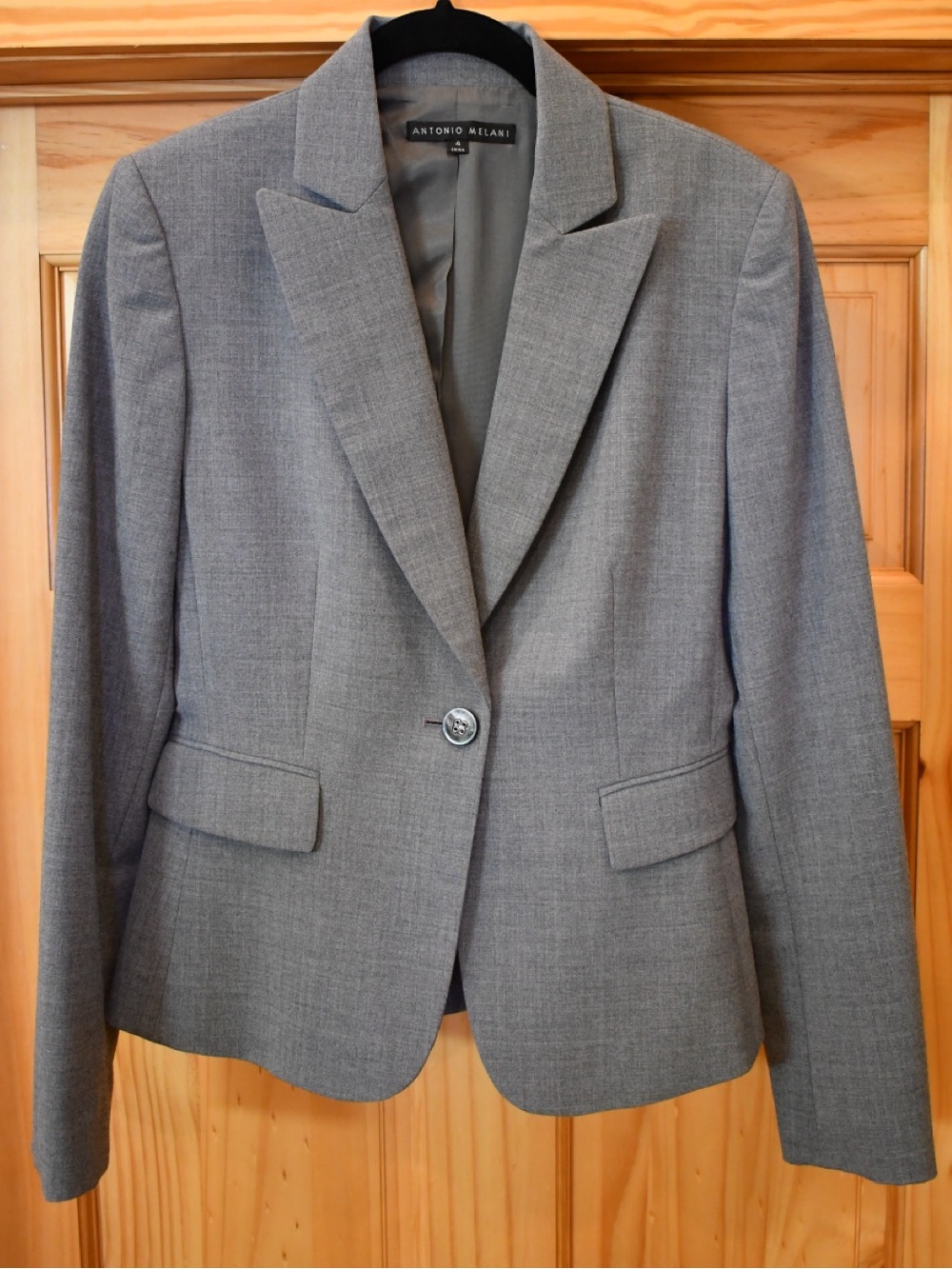 ANTONIO MELANI Gray Single-Button Lapel Tailored Blazer 4